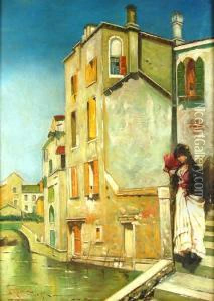 Scorcio Di Venezia Con Figura Oil Painting - Gianni