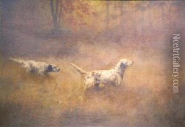 Setters In A Field Oil Painting - Percival Leonard Rosseau