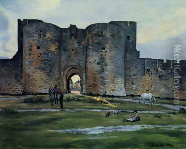 Queens Gate at Aigues-Mortes Oil Painting - Jean Frederic Bazille