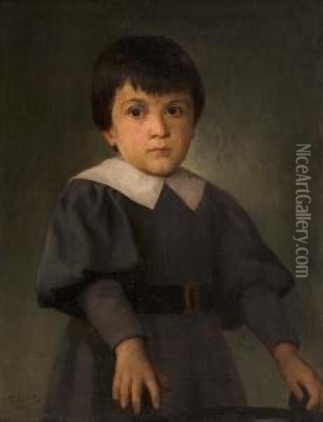 Portrait Of A Boy Oil Painting - Polychronis Lembessis