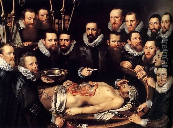 The Anatomy Lesson of Doctor Willem van der Meer in Delft Oil Painting - Pieter van Miereveld