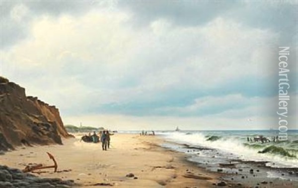 Strand Ved Vesterhavet I Naerheden Af Agger. Formiddag Oil Painting - Christian Frederic Eckardt