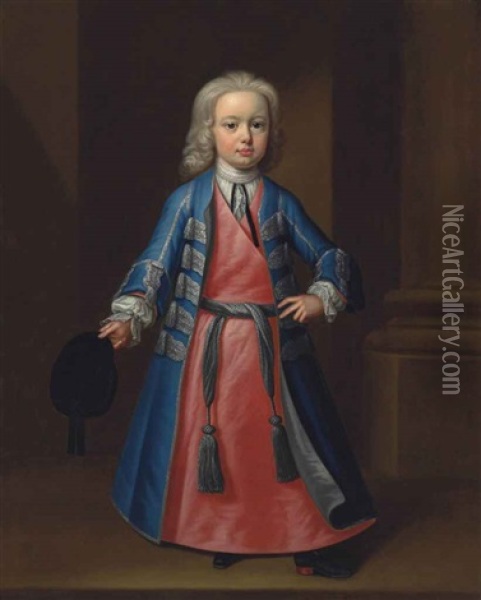 Portrait Of Peter Brooke (1722-1783), Full Length, In Oriental Costume, A Black Tasselled Hat In His Right Hand, In An Interior Oil Painting - James Fellowes