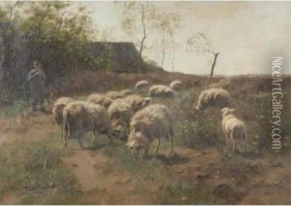 Grazing Sheep Oil Painting - Francois Pieter ter Meulen
