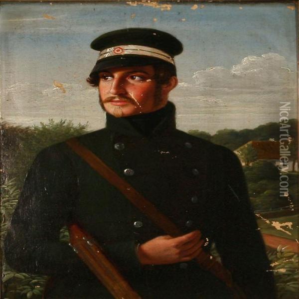 Portrait Of A Hunter Oil Painting - Theodor Gustav Wegener
