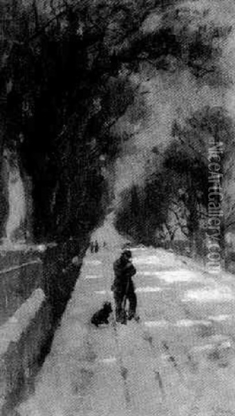 A Road In Winter Oil Painting - Patrick William Adam