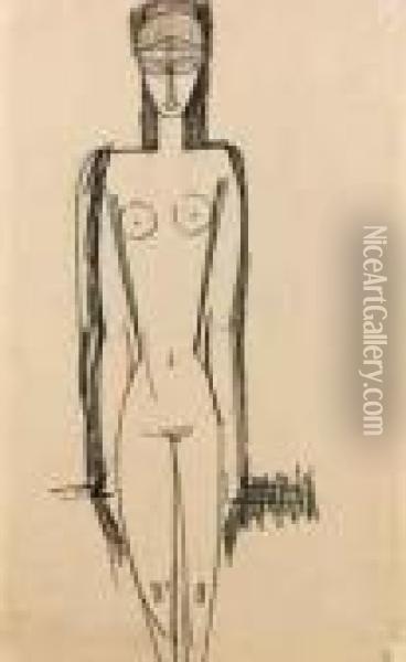 Nu Debout Oil Painting - Amedeo Modigliani