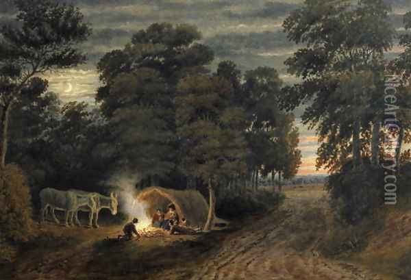 A Gypsy Camp Oil Painting - William Turner