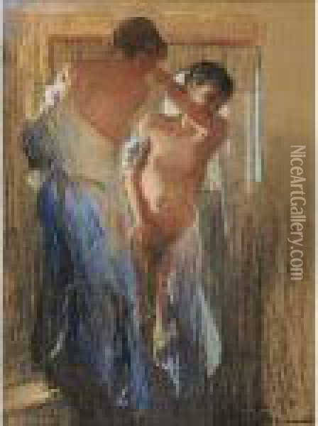 Modella Allo Specchio Oil Painting - Giovanni Zangrando