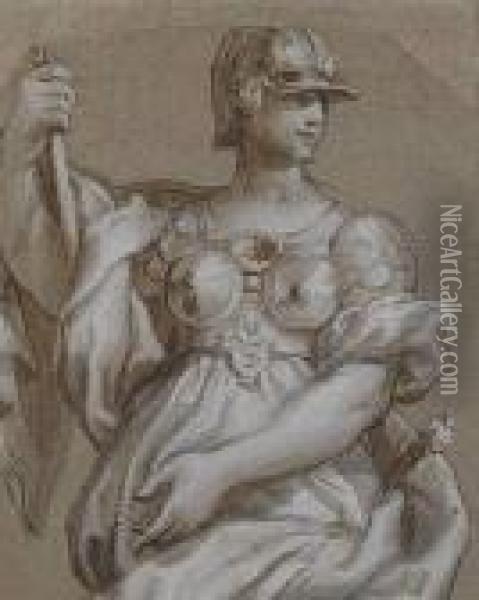 Minerva Oil Painting - Domenico Piola