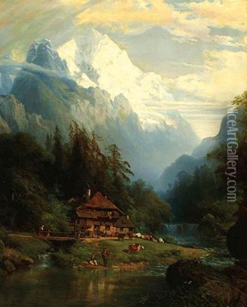 Pejzaz Grski Ze Schroniskiem Oil Painting - Louis, Ludwig Boller