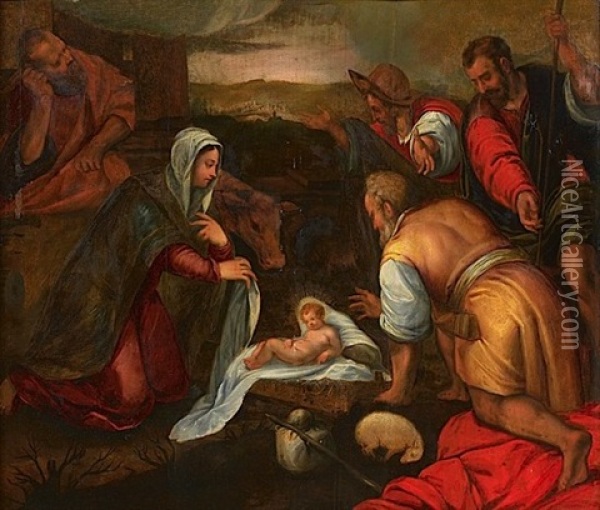 L'adoration Des Bergers Oil Painting - Hendrick De Clerck