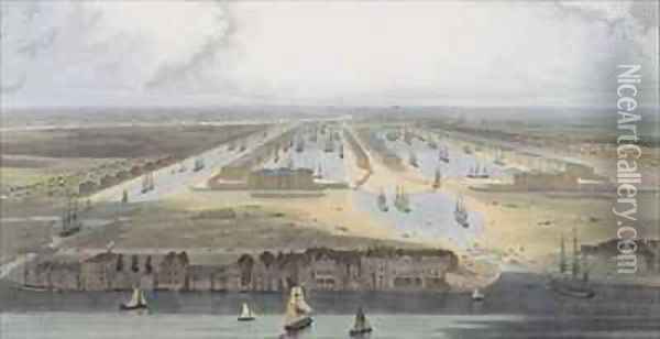 West India Trade Docks Oil Painting - William Daniell RA