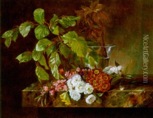 Blomster Pa En Stenkarm Oil Painting - Hanne Hellesen