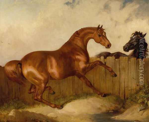 Stallion and Mare Oil Painting - Thomas Woodward