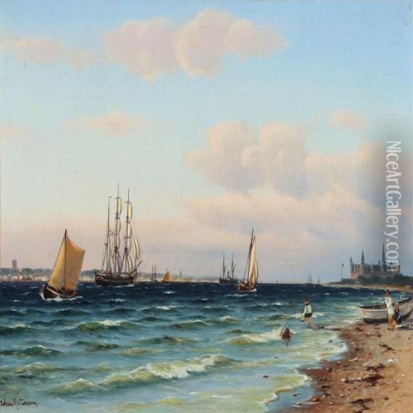 Coastal Scenery Oil Painting - Johann Jens Neumann