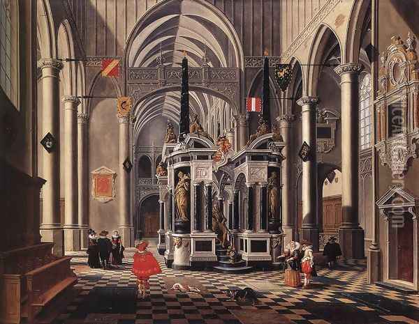 The Tomb Of William The Silent In An Imaginary Church 1620 Oil Painting - Bartholomeus Van Bassen