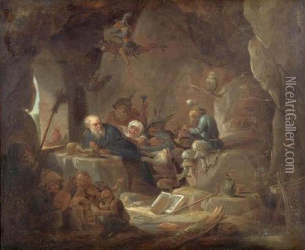 Die Versuchung Des Heiligen Hieronymus. Oil Painting - David The Younger Teniers