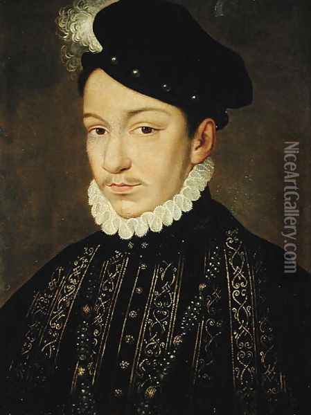 Portrait of Charles IX (1550-74) 1560-72 Oil Painting - Francois Clouet