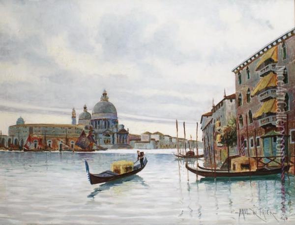 Venise, 
Gondole A L'entree Du Grand Canal Oil Painting - Paul De Frick