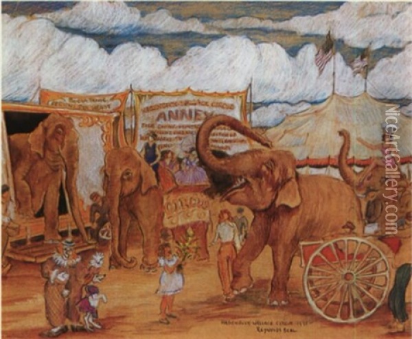 Hagenbeck-wallace Circus Oil Painting - Reynolds Beal
