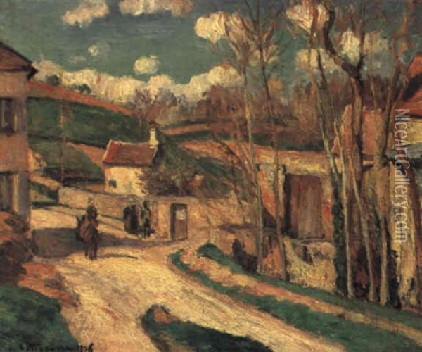 Un Carrefour A L'hermitage, Pontoise Oil Painting - Camille Pissarro