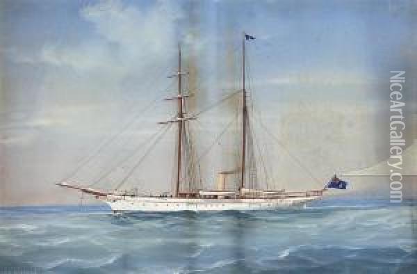 The Steam Yacht Oil Painting - Antonio de Simone
