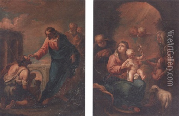 Christ Healing The Blind Oil Painting - Sebastiano Ricci