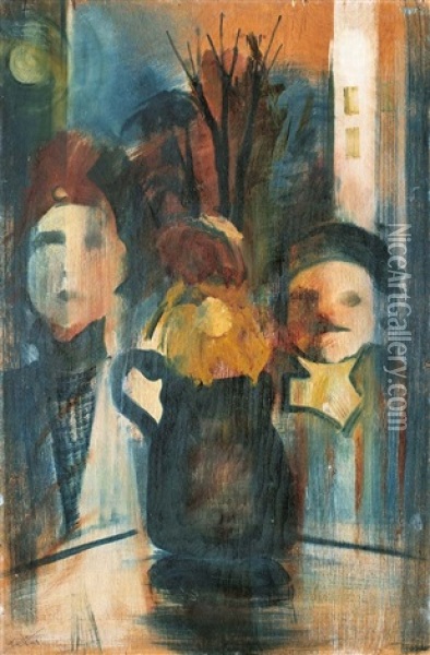 Was Pale (man And Woman In The Window) Oil Painting - Istvan Farkas