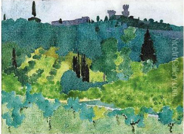 Near Florence Oil Painting - Augusto Giacometti