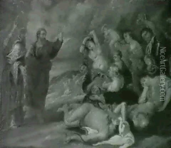 Moses Og Isralitterne I Orkenen. Gud Sender Giftslanger.4.  Mosebog 21, 4-9 Oil Painting - Francesco Albani