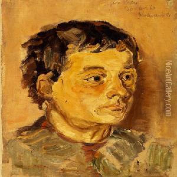 Portrait Of A Young Boy Oil Painting - Jens Adolf Emil Jerichau