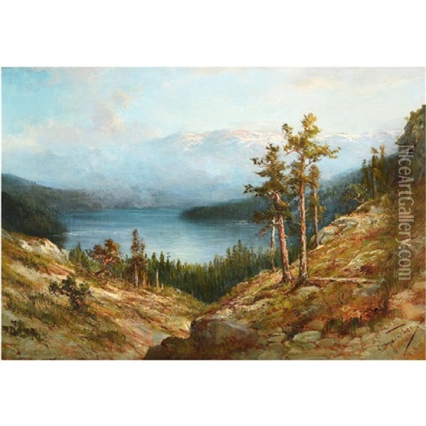 Rugged Mountain Landscape Oil Painting - Hugo Anton Fisher
