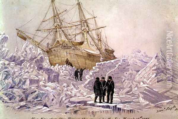 Incident on a Trading Journey- HMS Terror Thrown up by the Ice, March 15th 1837 Oil Painting - Lieutenant Smyth