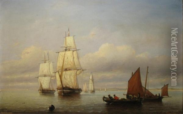 Barques Et Voiliers Pres De La Cote Oil Painting - Paul-Jean Clays
