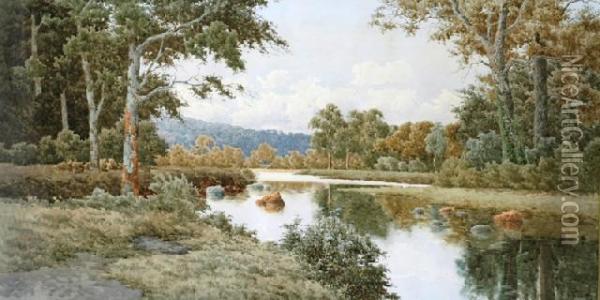 River Reflections Oil Painting - Henri Tebbitt