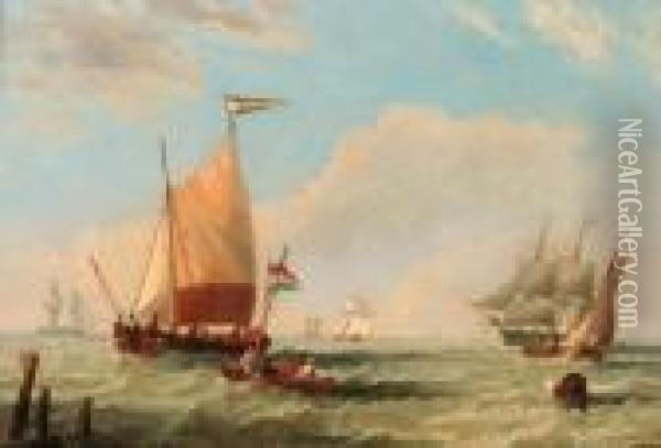 Busy Coastal Shipping Lanes Oil Painting - John Wilson Carmichael