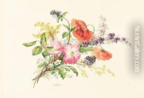 Wildblumenbukett Oil Painting - Gottfried Wilhelm Voelcker