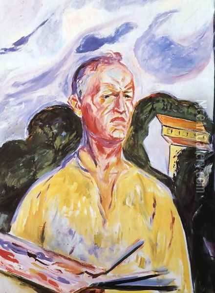 Self-Portrait at Ekely Oil Painting - Edvard Munch