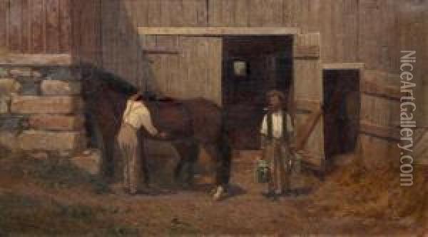 The Stables Oil Painting - Louis Comfort Tiffany