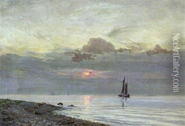 Solnedgang Ved Gilleleje Oil Painting - Vilhelm Karl Ferdinand Arnesen
