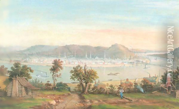 View Of Cincinnati Oil Painting - Marie Adrien Persac