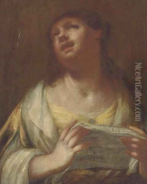A lady singing Oil Painting - Sebastiano Mazzoni