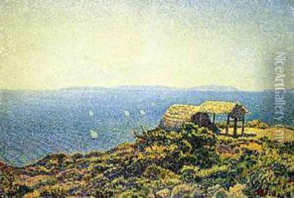 Ile Du Levant View From Cape Benat Brittany Oil Painting - Theo van Rysselberghe