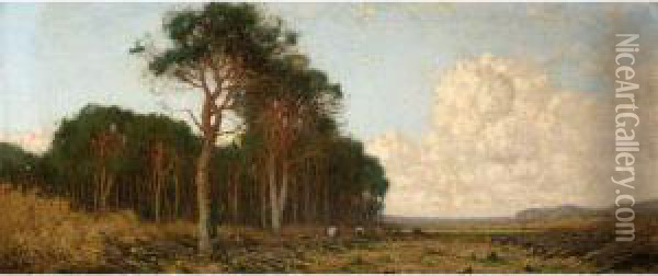Woodcutters In A Forest Landscape Oil Painting - Cornelis Kuypers