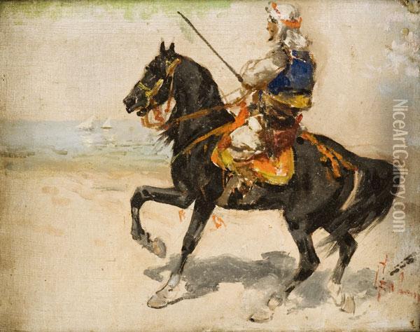 Cavaliere Arabo Oil Painting - Giuseppe Gabani