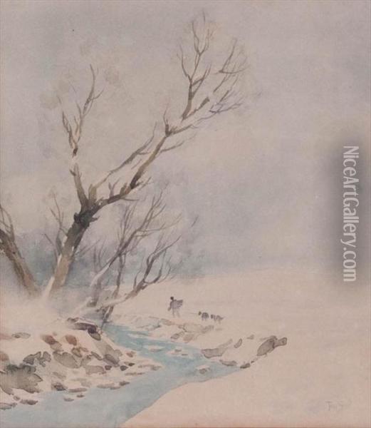 Border Scene In Snow Oil Painting - Tom Scott