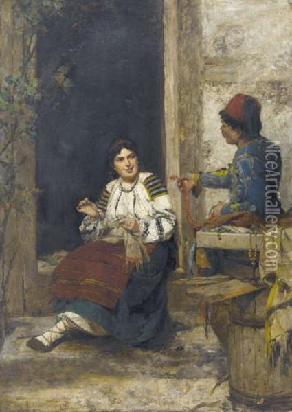 Der Schmuckhandler Aus Dem Orient. Oil Painting - Kasimir Alchimowitz