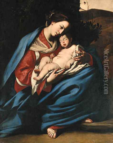 The Madonna and Child Oil Painting - Massimo Stanzione