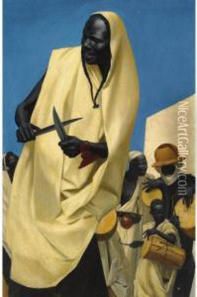 The Kuli-kuta Dance, Niamey Oil Painting - Aleksandr Evgen'evich Iakovlev